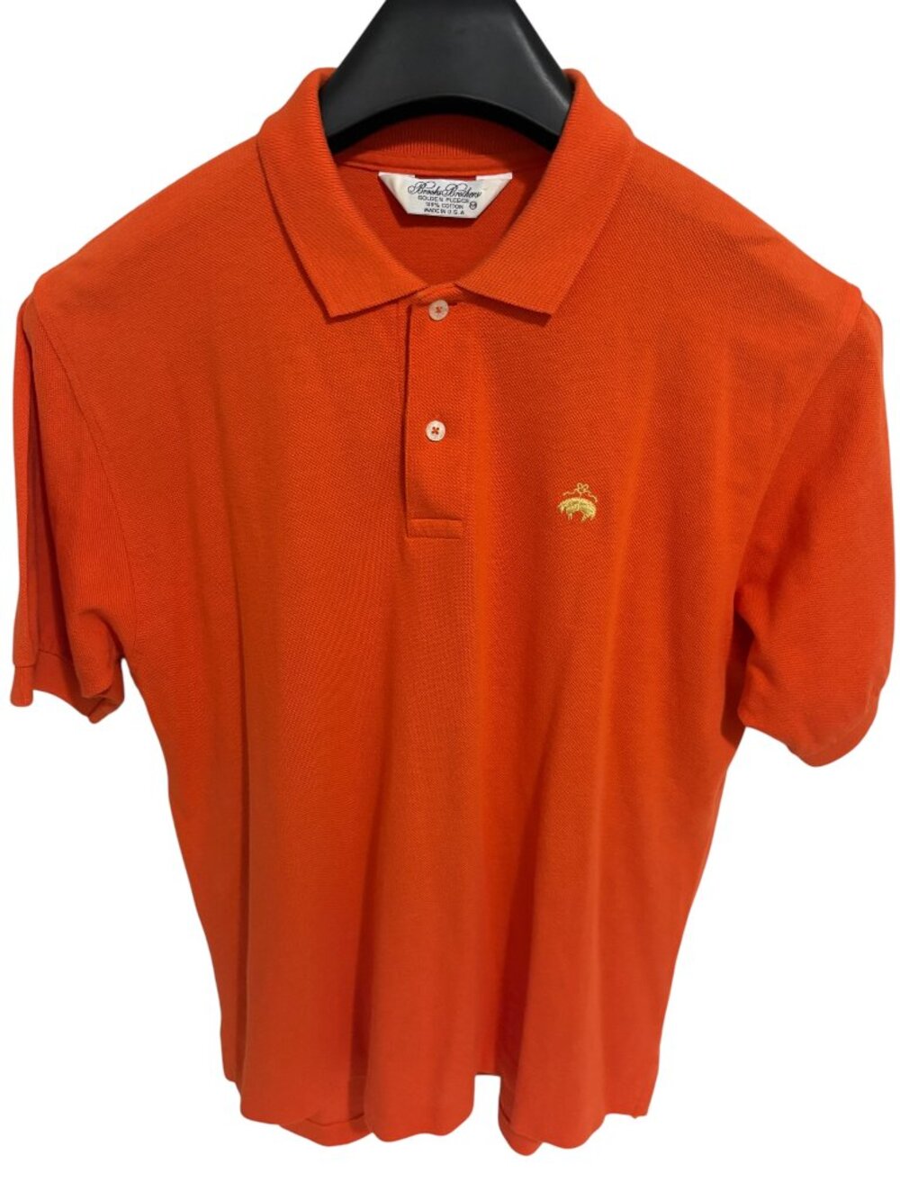 BROOKS BROTHERS Shirt Mens M Golden Fleece Polo Golf Pique Cotton Orange